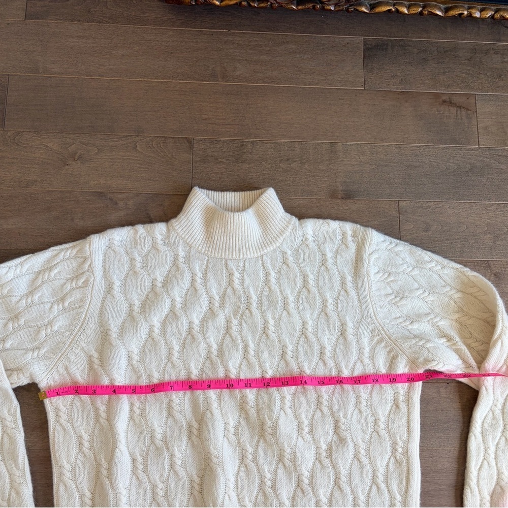 Vintage Cream Cable Knit Mock Neck Wool Sweater sz M - Picture 4 of 5